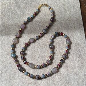 Chic Multicolor Beaded Necklace with Gold Accents